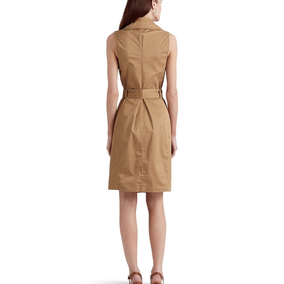Lauren Ralph Lauren Khaki Sleeveless Trench Dress with Belt - Picture 2 of 8